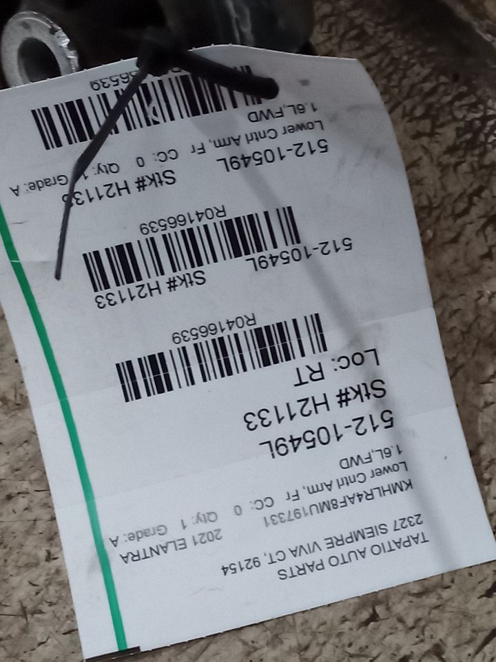 2021 Hyundai ELANTRA Lower Cntrl Arm, Fr