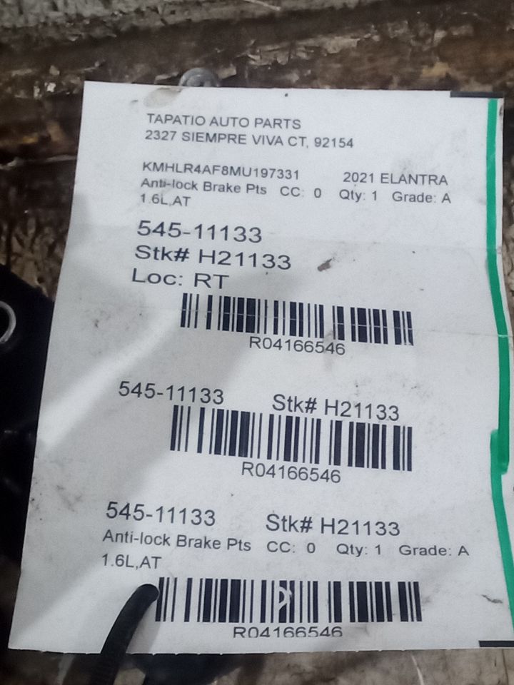 2021 Hyundai ELANTRA Anti-lock Brake Pts