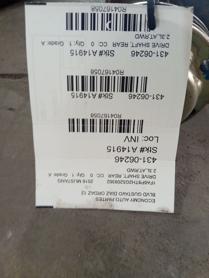 2016 Ford MUSTANG Drive Shaft, Rear