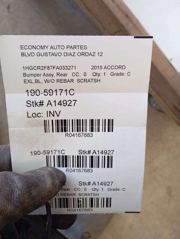 2015 ACCORD Honda Bumper Assy, Rear