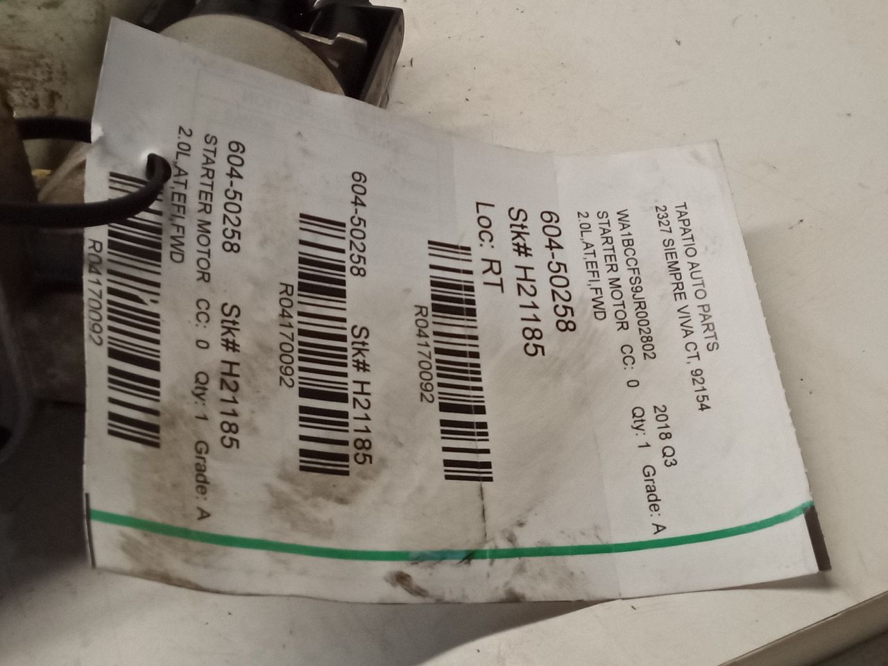 2018 AUDI Q3 Audi Starter Motor