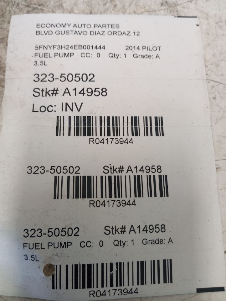 2014 Honda PILOT Fuel Pump
