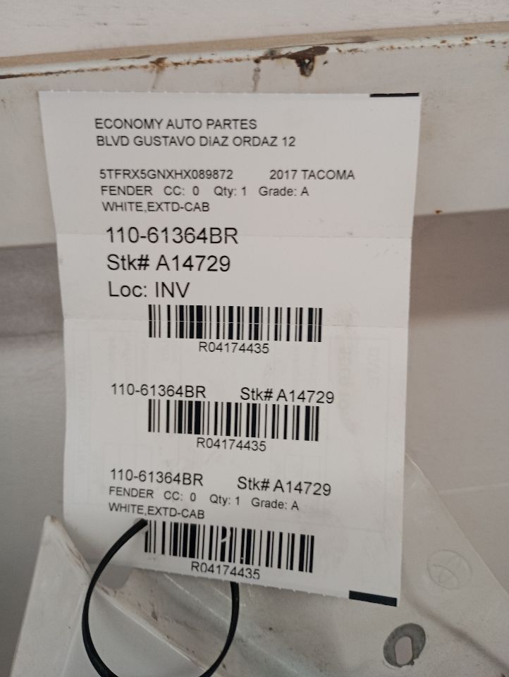 2017 Toyota TACOMA Fender
