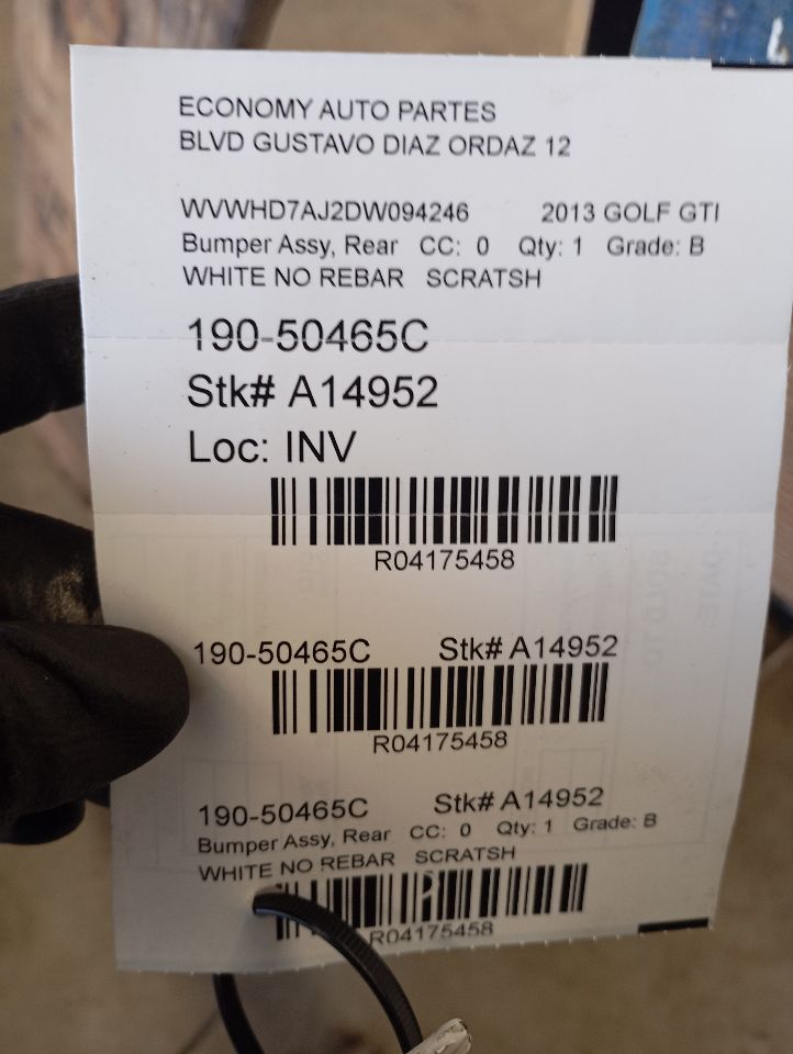 2013 Volkswagen GOLF GTI Bumper Assy, Rear