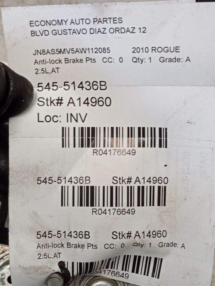 2010 Nissan ROGUE Anti-lock Brake Pts