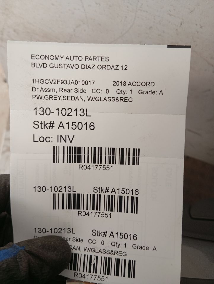2018 Honda ACCORD Dr Assm, Rear Side