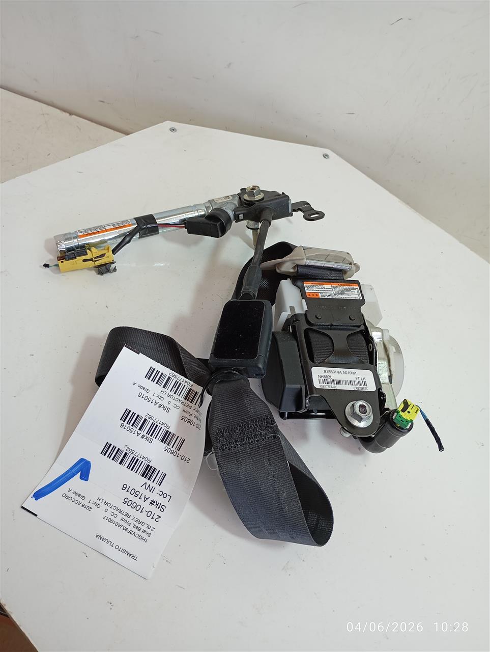 Used 2018 Honda ACCORD retractor - Stock #A15016