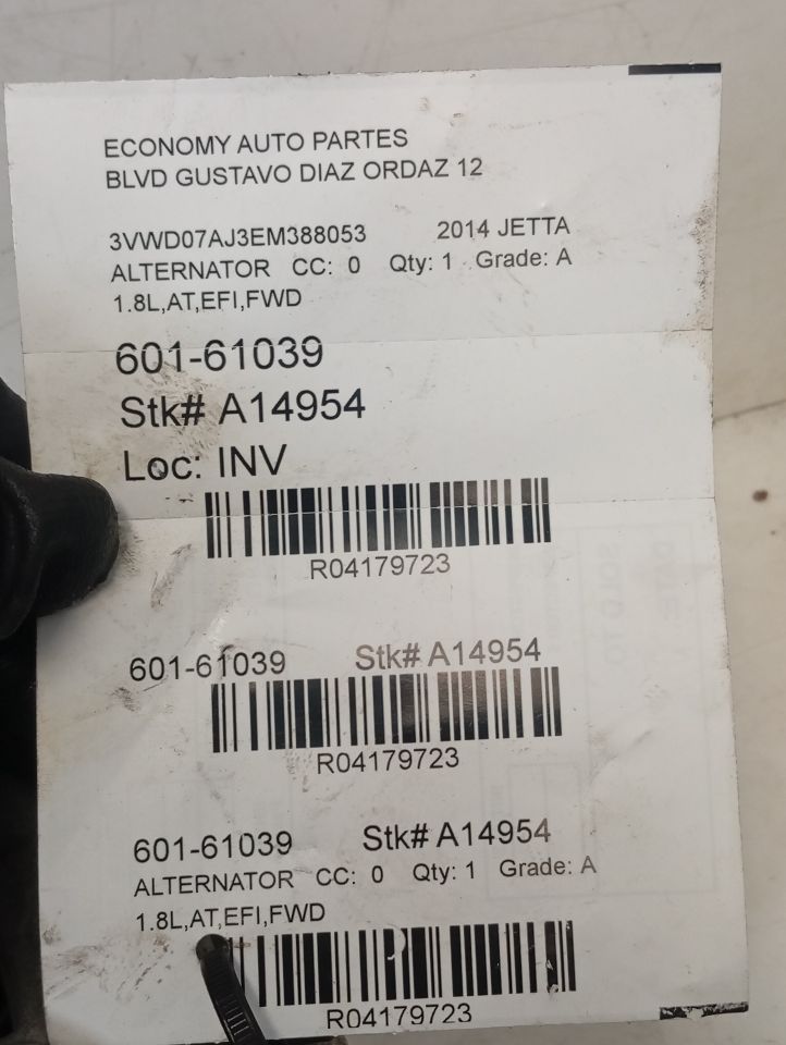 2014 JETTA Volkswagen Alternator