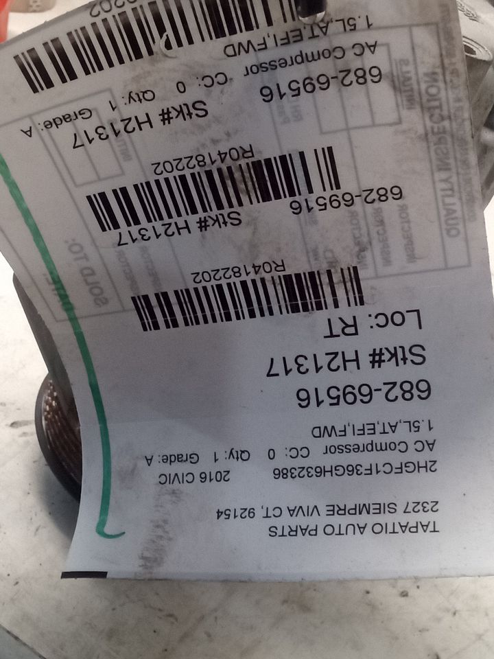 2016 CIVIC Honda AC Compressor