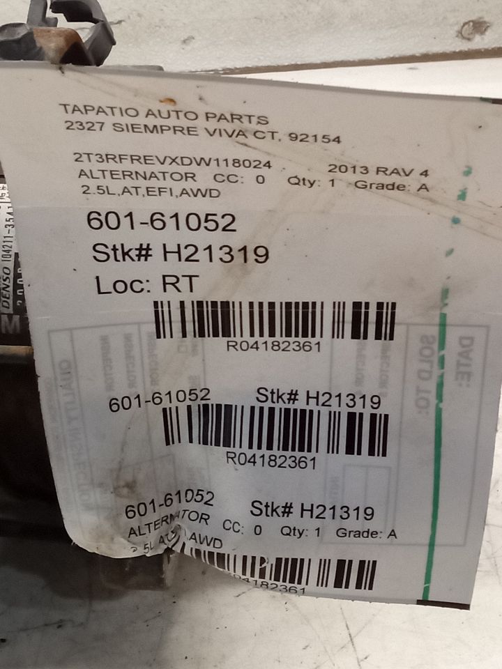 2013 RAV4 Toyota Alternator