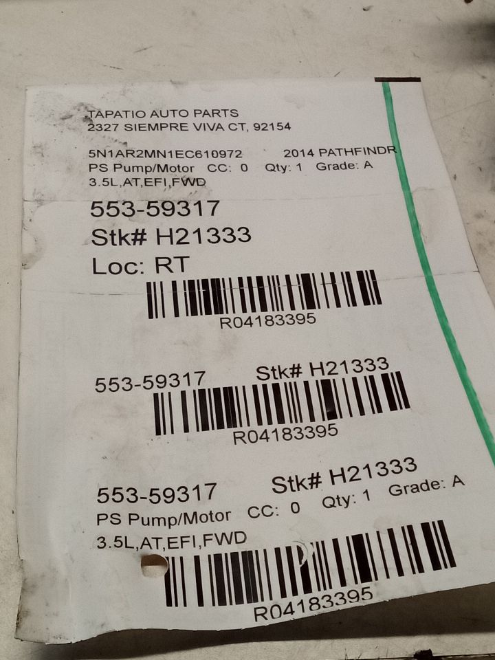 2014 Nissan PATHFINDER PS Pump/Motor
