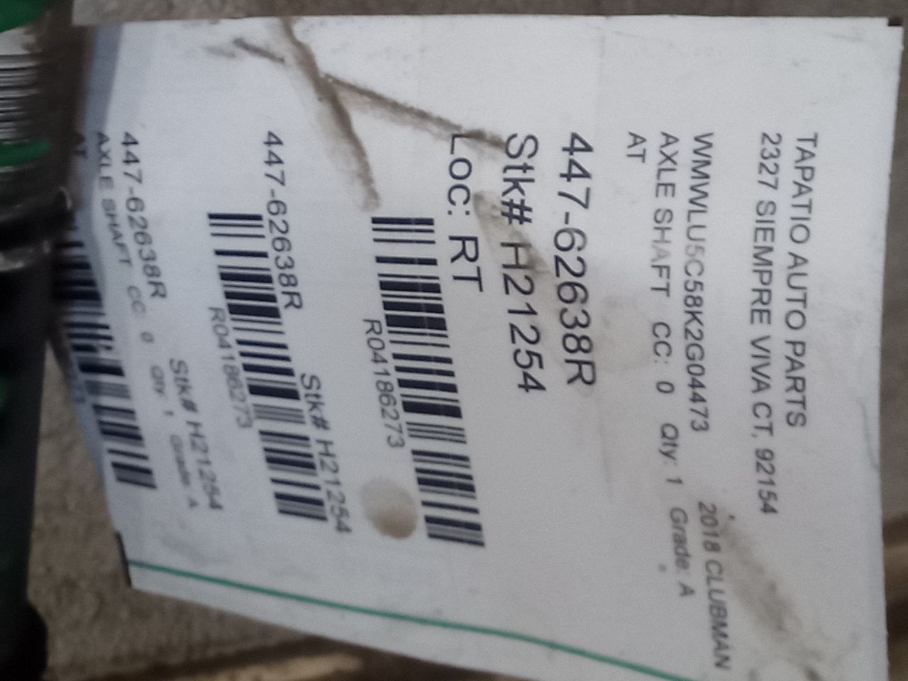2018 MINI Cooper CLUBMAN Axle Shaft