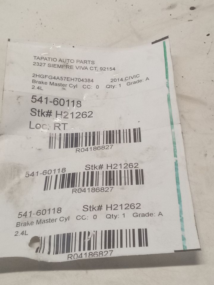 2014 Honda CIVIC Brake Master Cyl