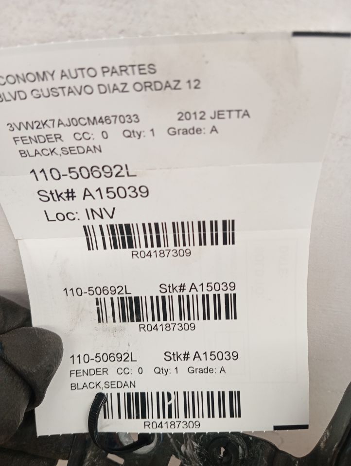 2012 Volkswagen JETTA Fender
