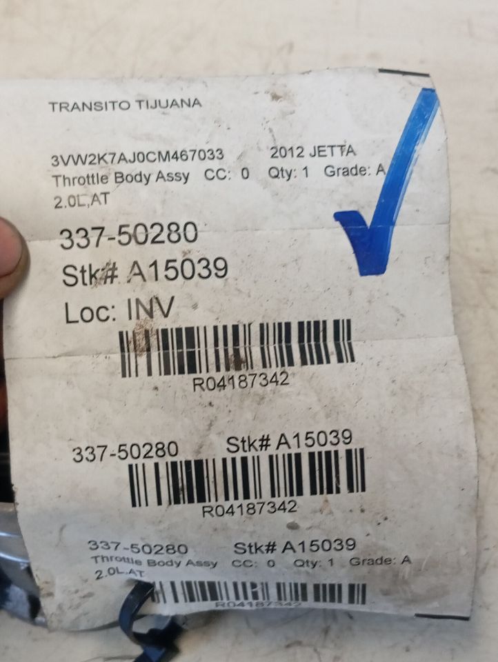 2012 Volkswagen JETTA Throttle Body Assy