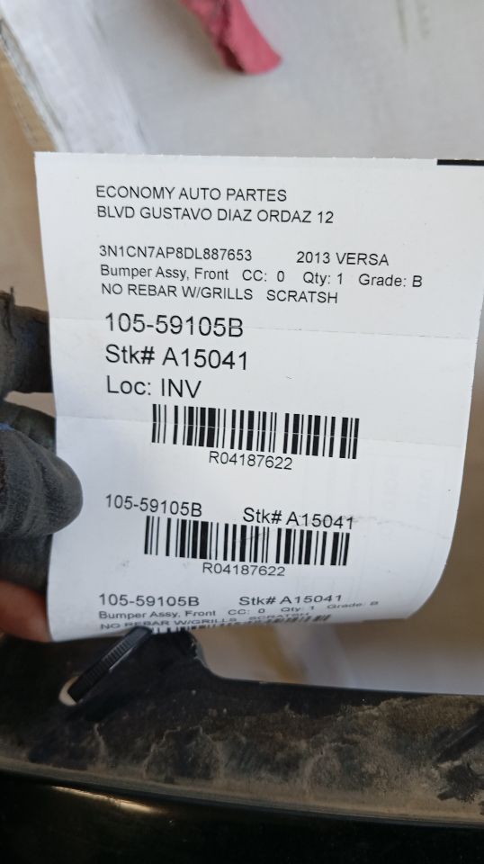 2013 Nissan VERSA Bumper Assy, Front