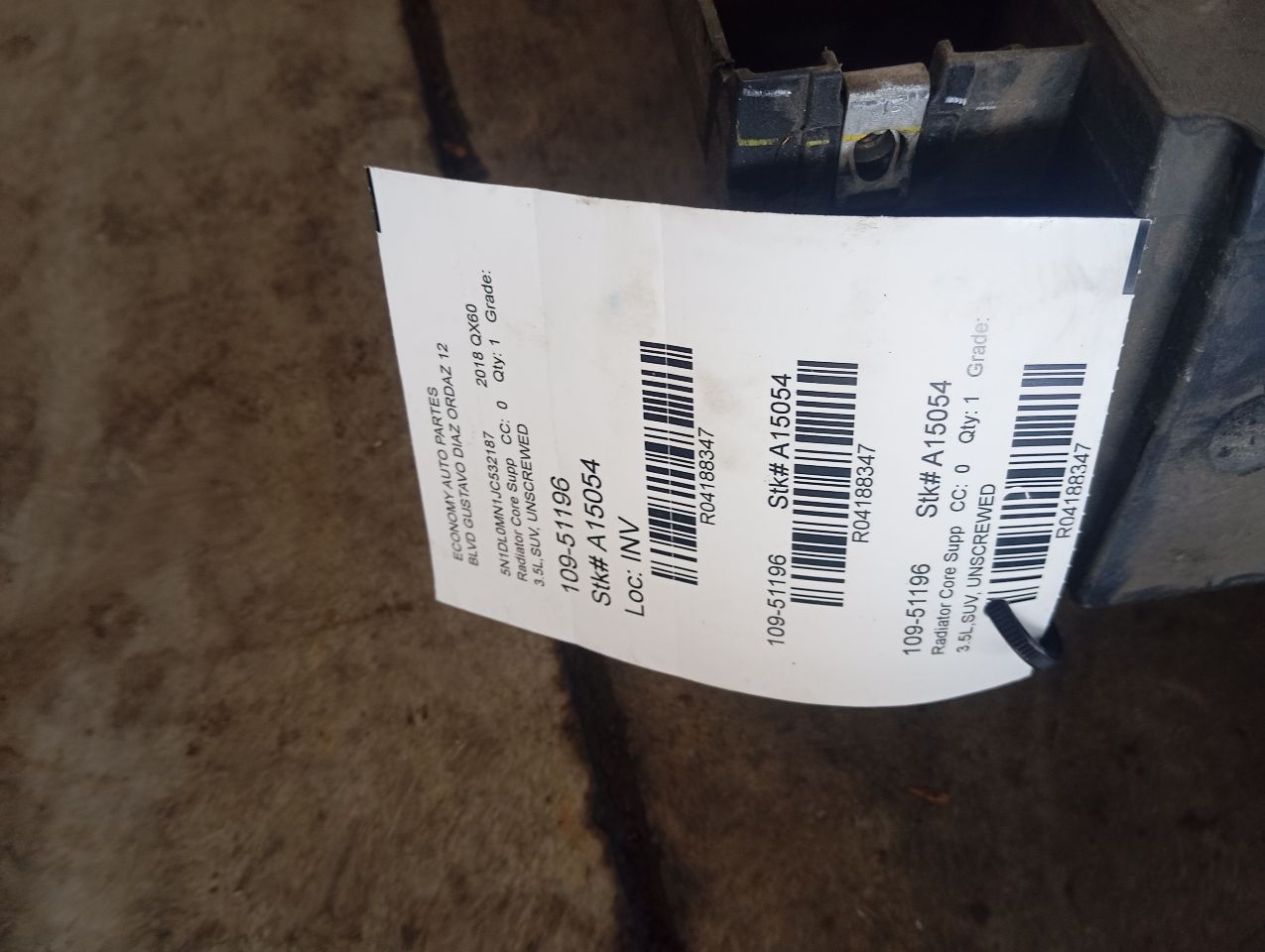 2018 Infiniti INFINITI QX60 Radiator Core Supp