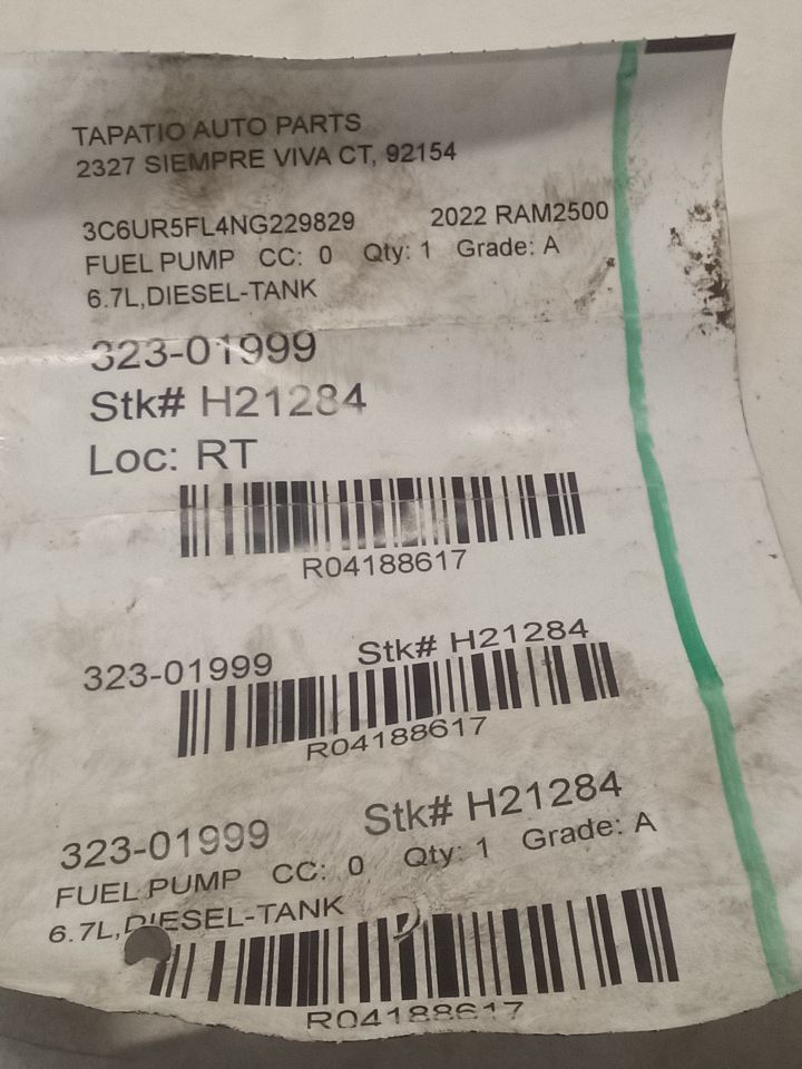 2022 Chrysler DODGE 2500 PICKUP Fuel Pump