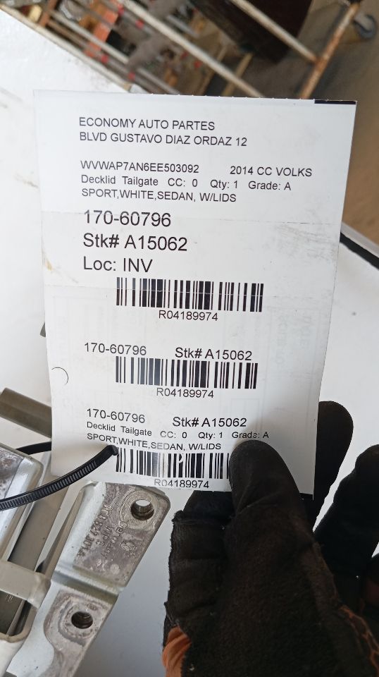 2014 Volkswagen CC Decklid  Tailgate