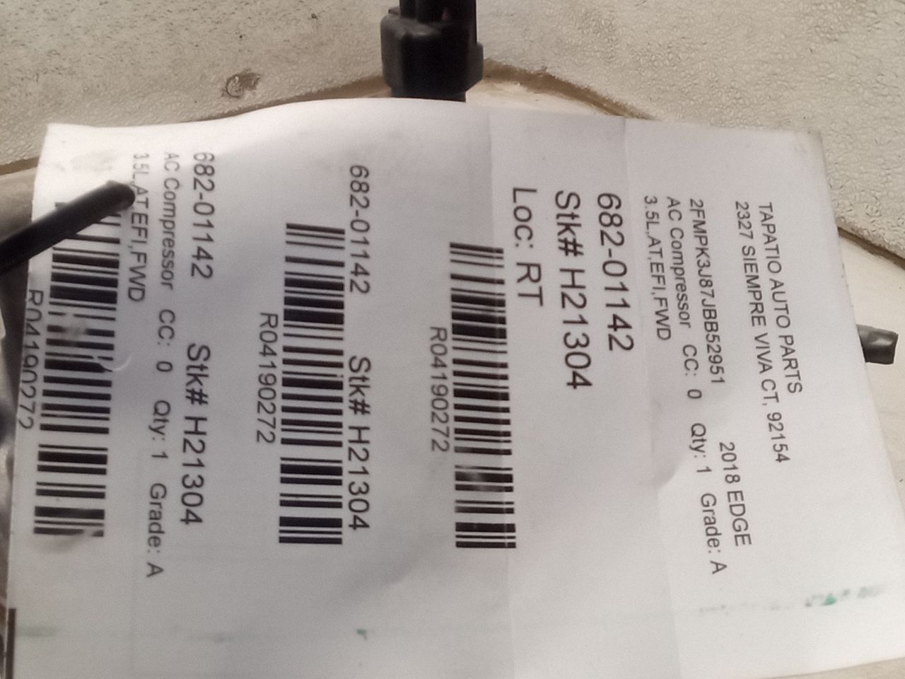 2018 EDGE Ford AC Compressor