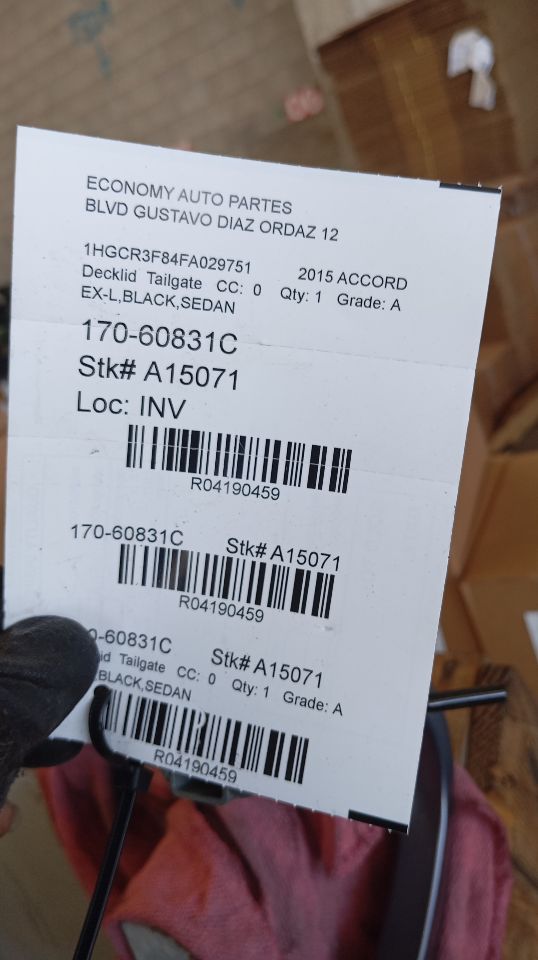 2015 Honda ACCORD Decklid  Tailgate