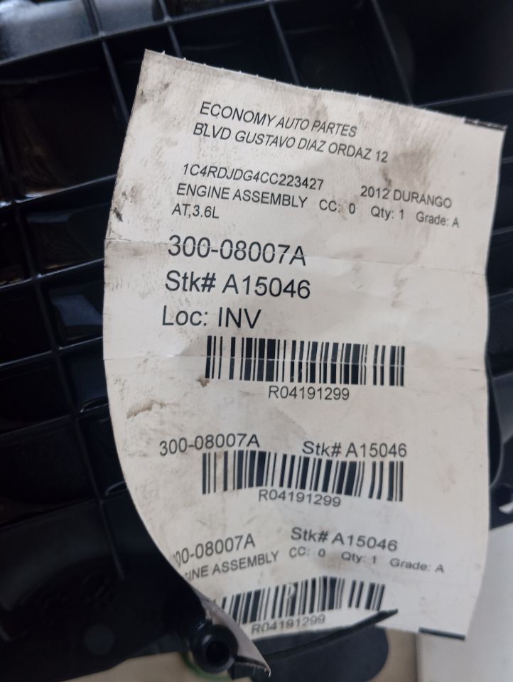 2012 DURANGO Chrysler Engine Assembly