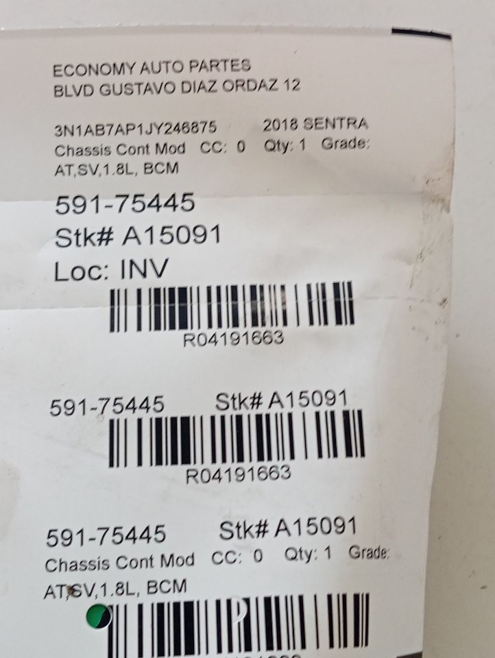 2018 Nissan SENTRA Chassis Cont Mod