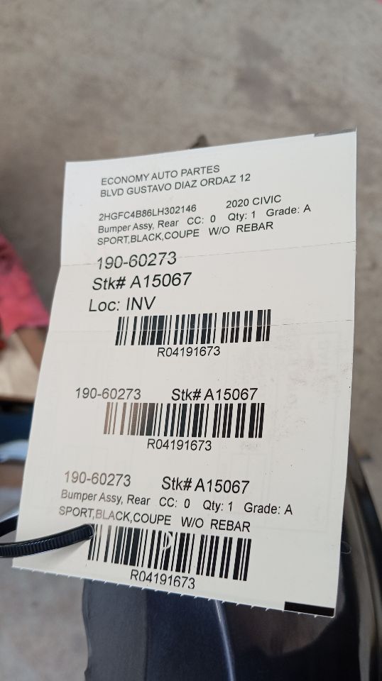 2020 CIVIC Honda Bumper Assy, Rear