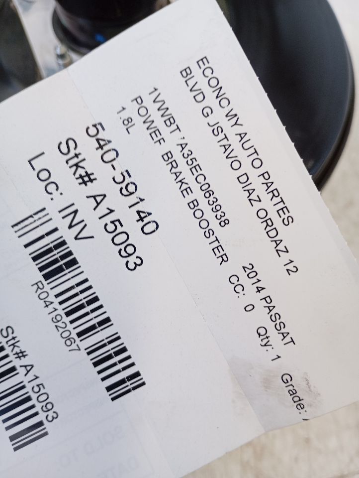 2014 Volkswagen PASSAT Power Brake Booster