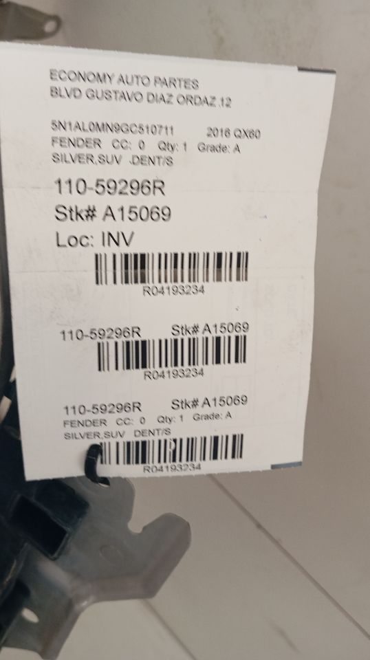2016 Infiniti INFINITI QX60 Fender