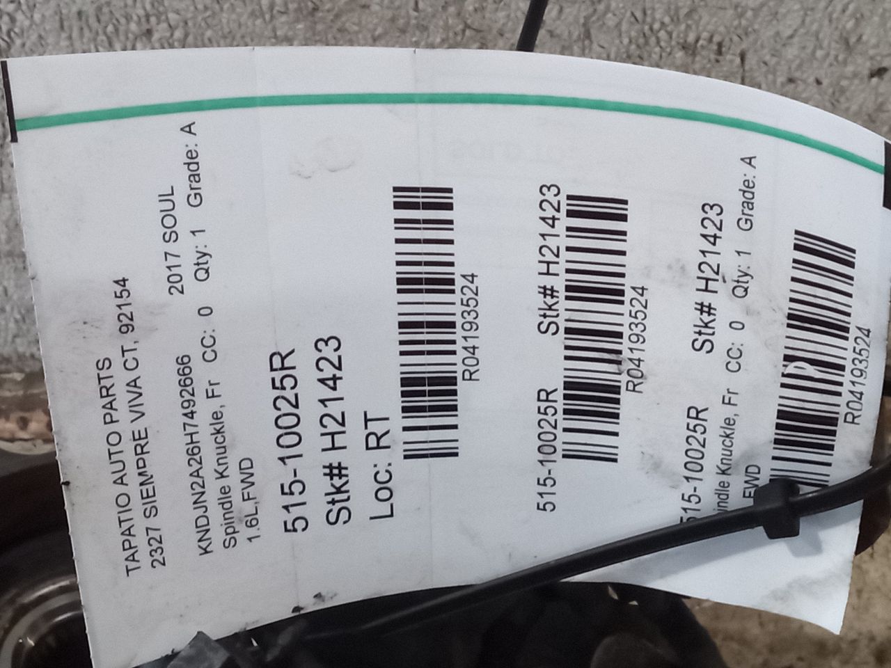 2017 Kia SOUL Spindle Knuckle, Fr