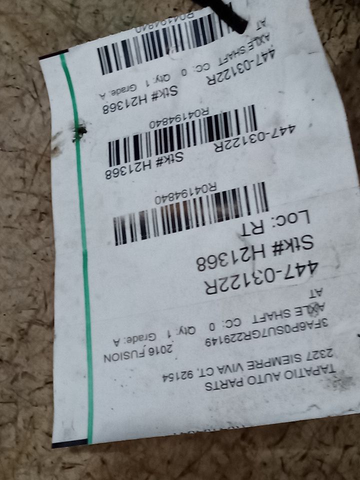 2016 Ford FUSION Axle Shaft