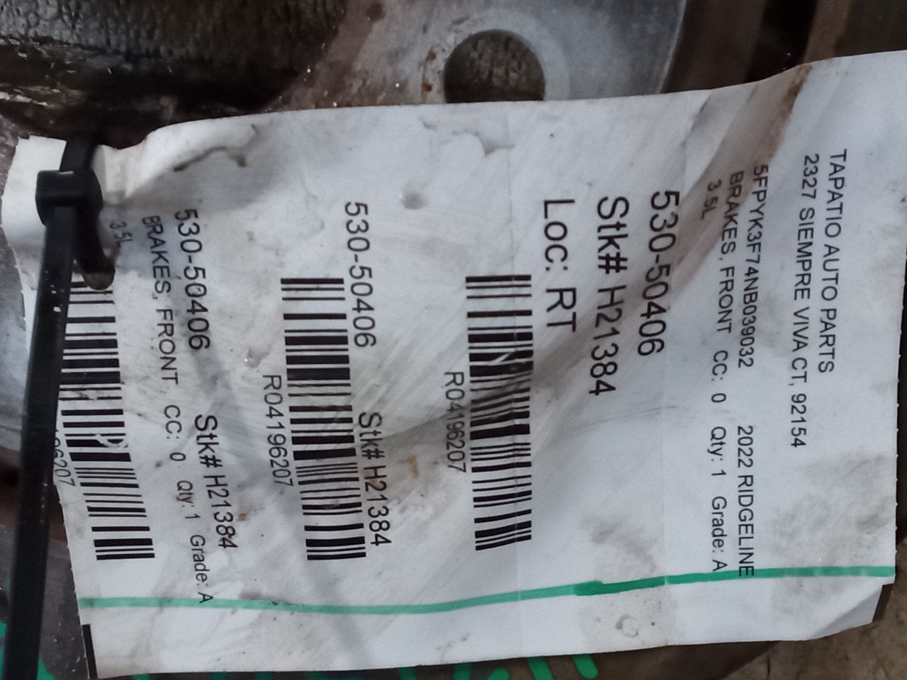 2022 Honda RIDGELINE Brakes, Front