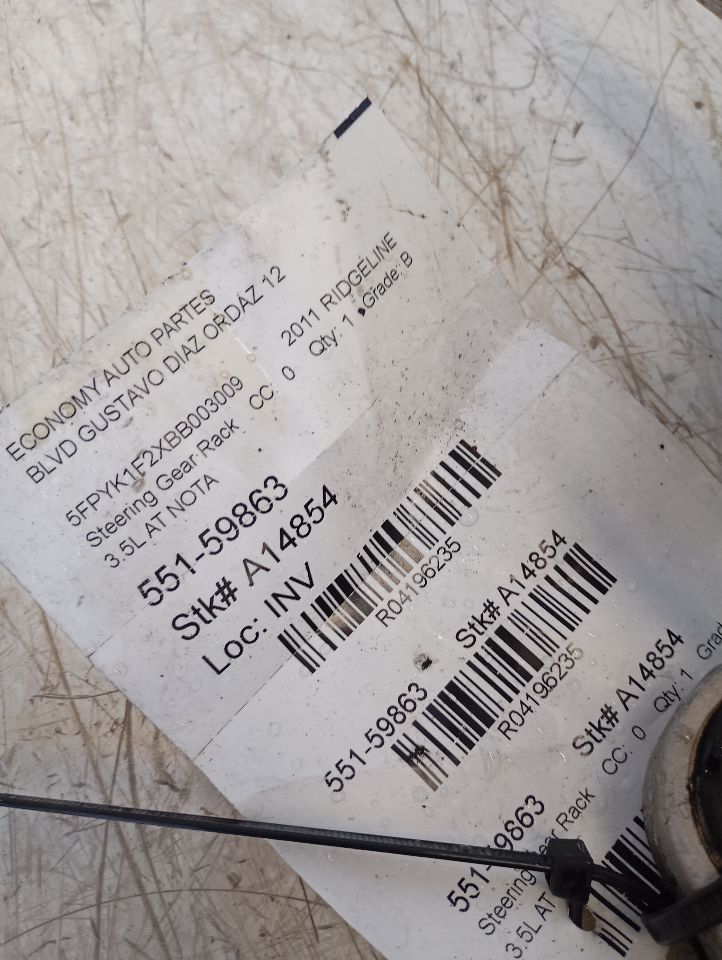 2011 Honda RIDGELINE Steering Gear Rack