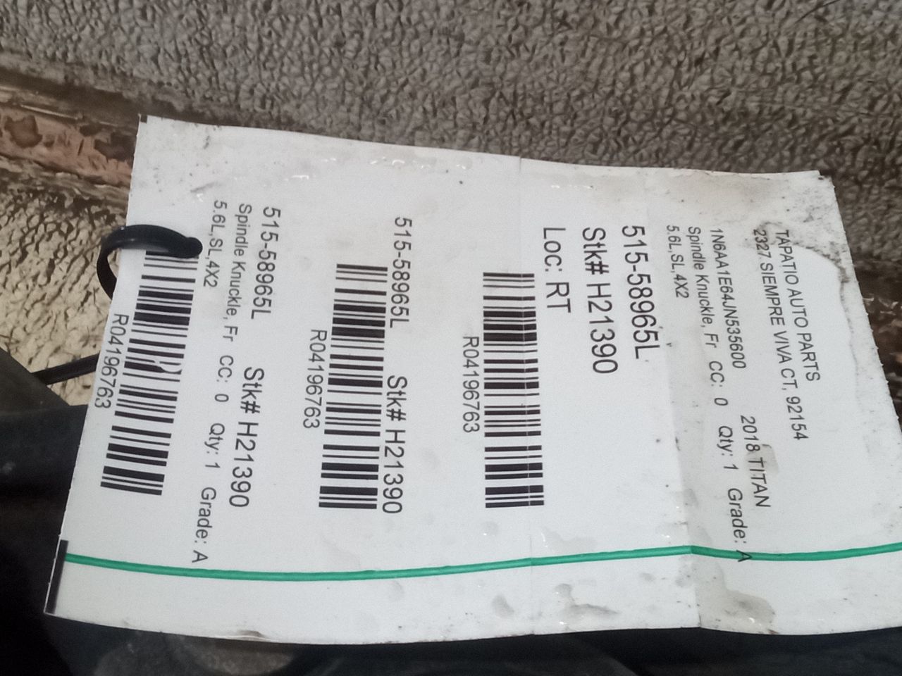 2018 Nissan TITAN Spindle Knuckle, Fr