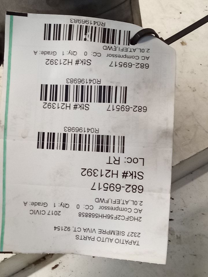 2017 CIVIC Honda AC Compressor