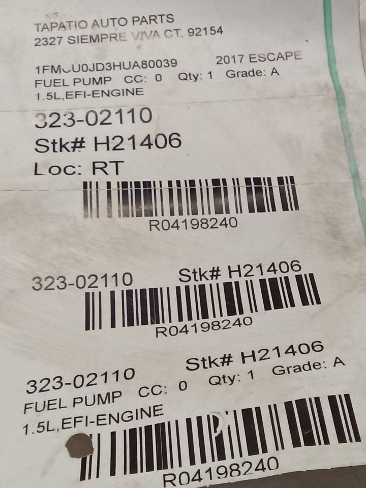 2017 Ford ESCAPE Fuel Pump