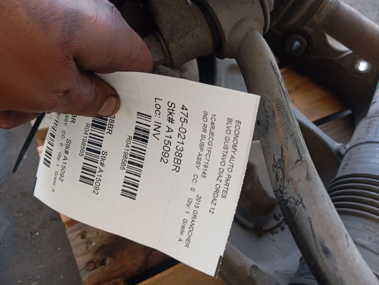 2015 GRAND CHEROKEE Jeep Ind Rr Susp Assy