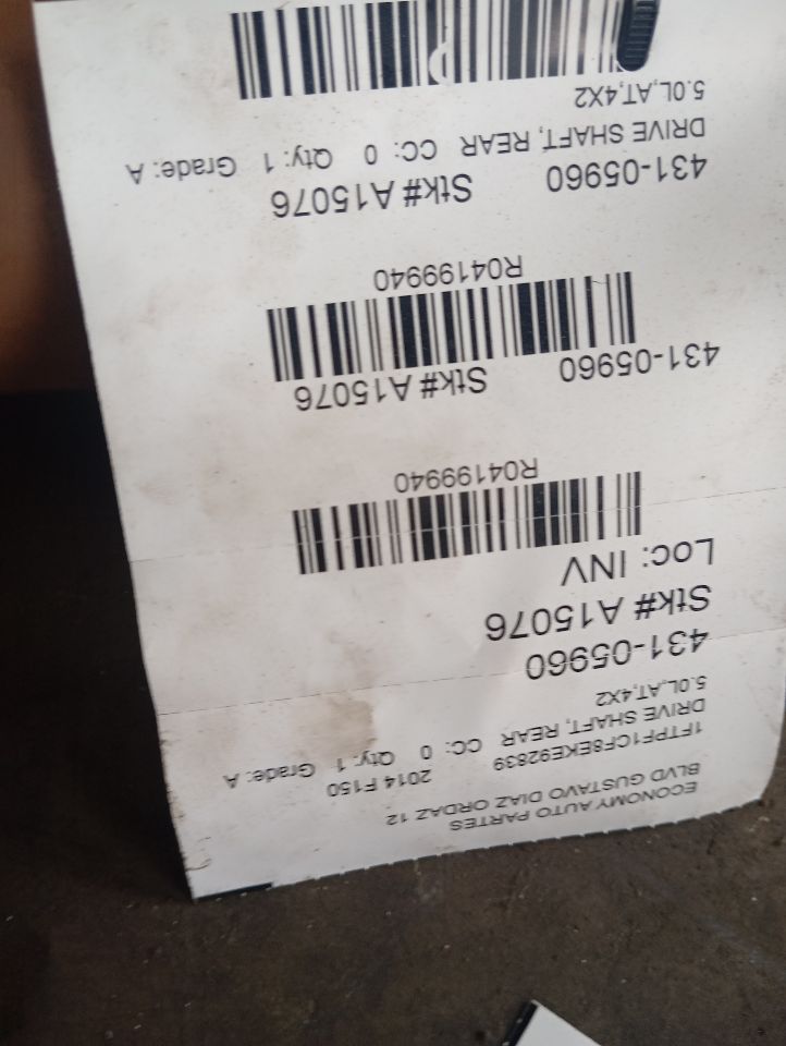 2014 Ford FORD F150 PICKUP Drive Shaft, Rear
