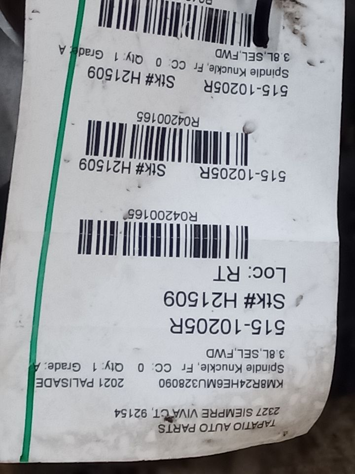 2021 Hyundai PALISADE Spindle Knuckle, Fr