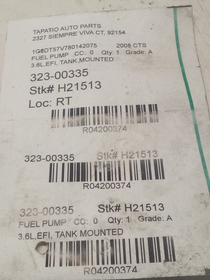 2008 General Motors CTS Fuel Pump