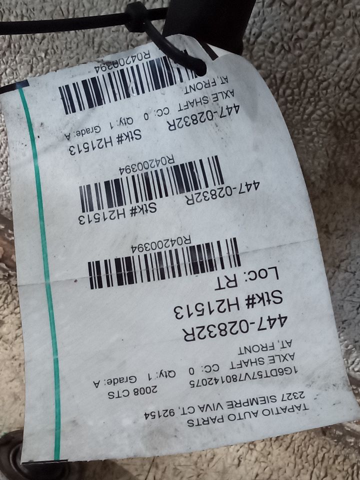 2008 General Motors CTS Axle Shaft
