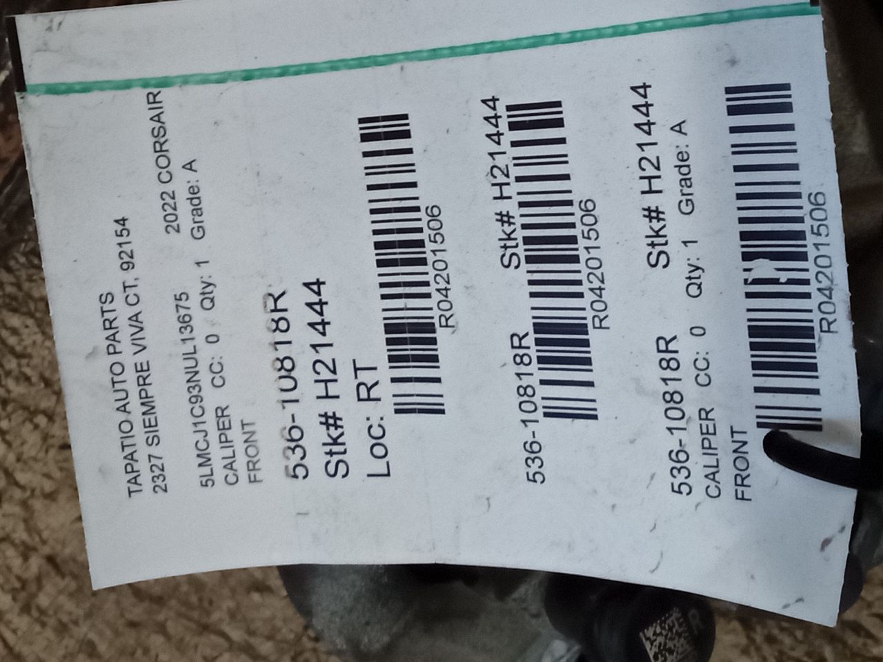 2022 Ford CORSAIR Caliper