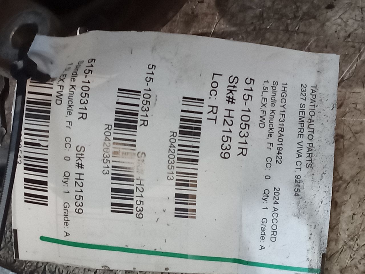 2024 Honda ACCORD Spindle Knuckle, Fr
