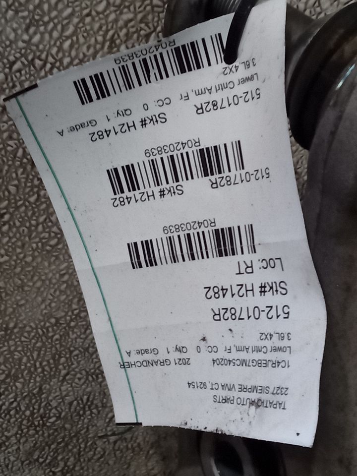 2021 Jeep GRAND CHEROKEE Lower Cntrl Arm, Fr