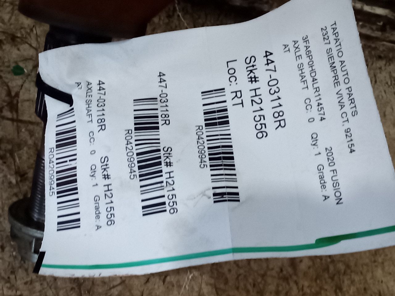 2020 Ford FUSION Axle Shaft