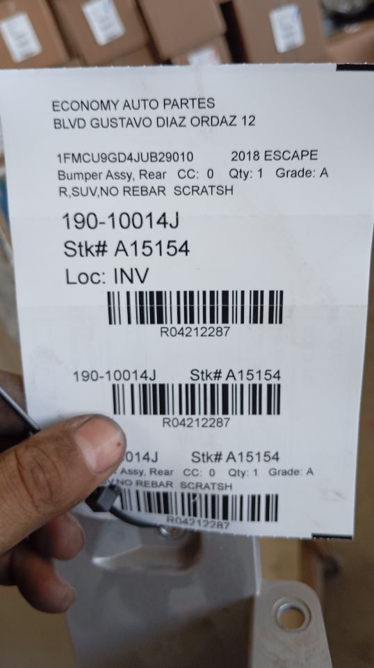 2018 Ford ESCAPE Bumper Assy, Rear