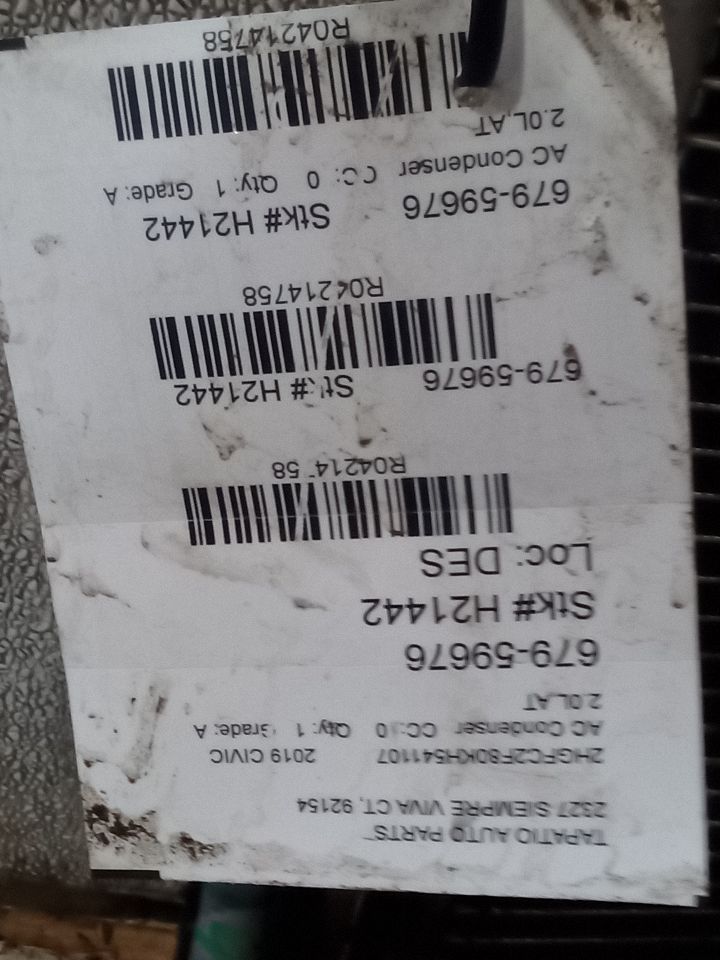 2019 Honda CIVIC AC Condenser