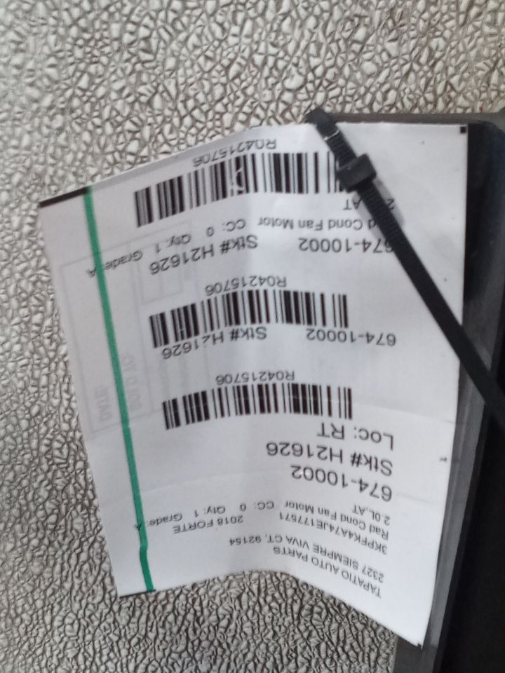 2018 Kia FORTE Rad Cond Fan Motor