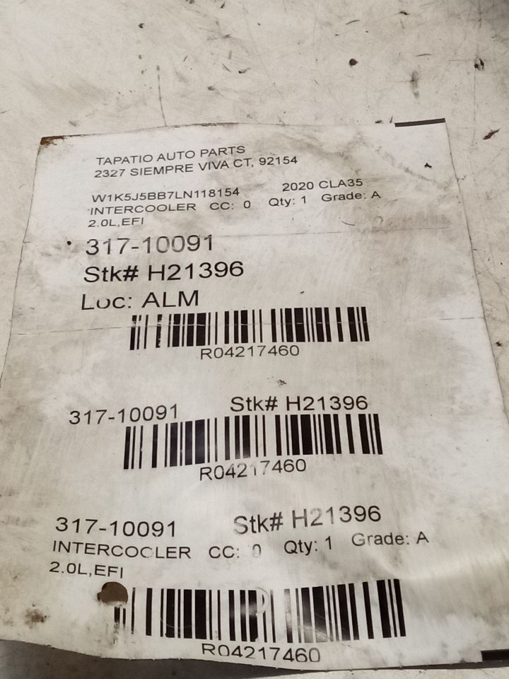 2020 Mercedes-Benz MERCEDES CLA-CLASS Intercooler